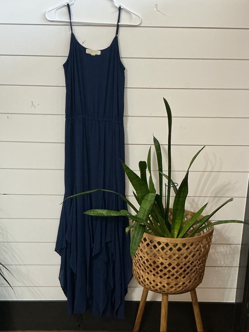 Michael Kors Navy Asymmetrical Maxi Dress